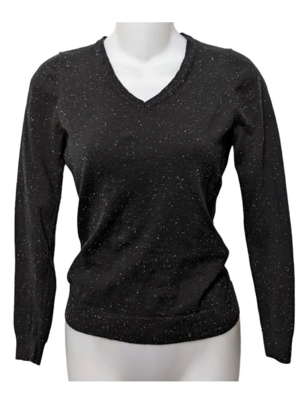 MARGARET O’LEARY Speckled Cotton V-Neck Sweater XS